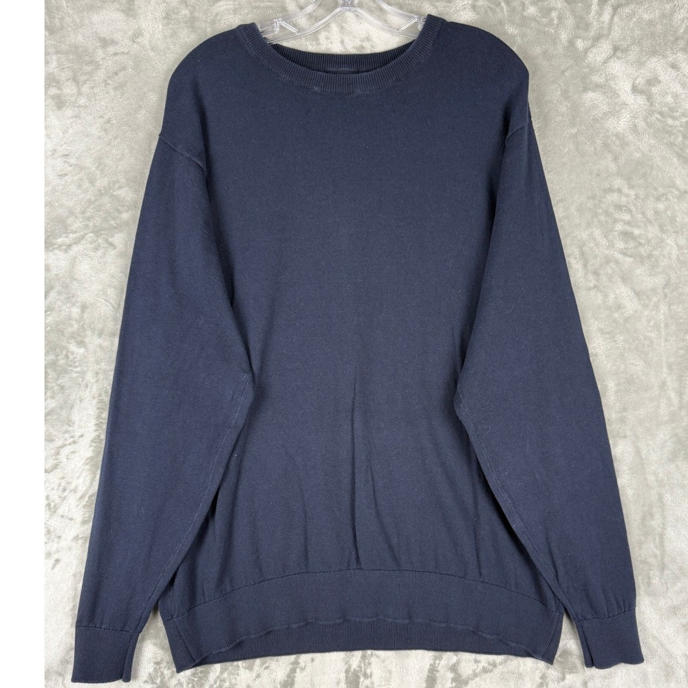 Michael Strahan Collection Modern Fit Navy Crewneck Sweater Men‎ L Cotton Blend